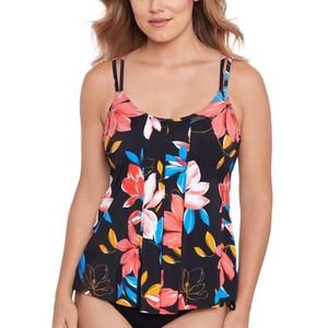 Swim Solutions Floral Print Pleated Tankini Top 12 New with Tags